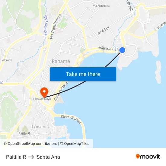 Paitilla-R to Santa Ana map