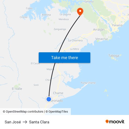 San José to Santa Clara map