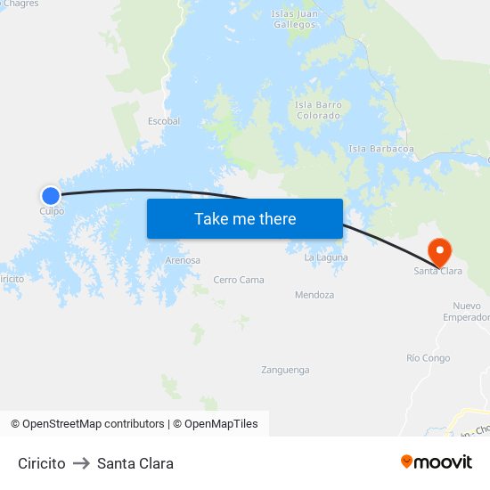 Ciricito to Santa Clara map