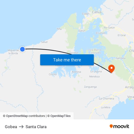 Gobea to Santa Clara map