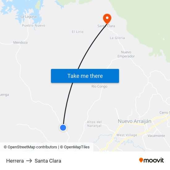 Herrera to Santa Clara map