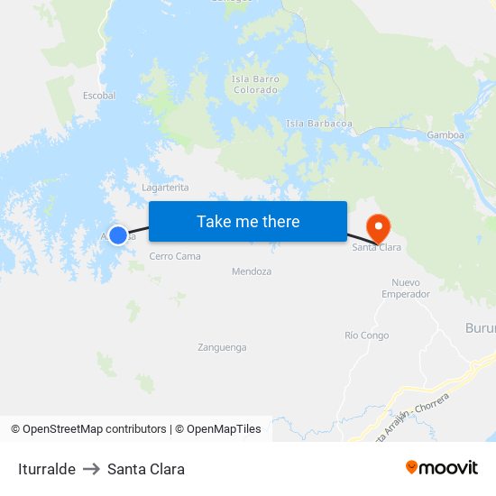 Iturralde to Santa Clara map
