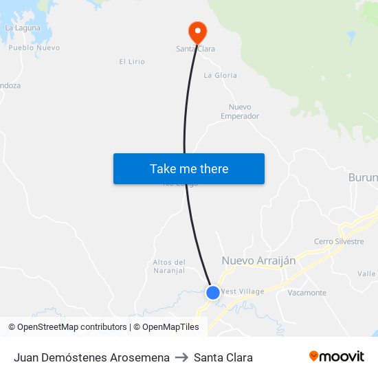 Juan Demóstenes Arosemena to Santa Clara map