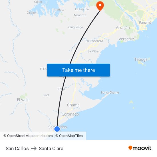 San Carlos to Santa Clara map