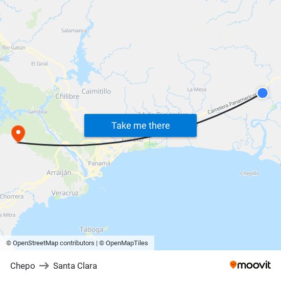 Chepo to Santa Clara map