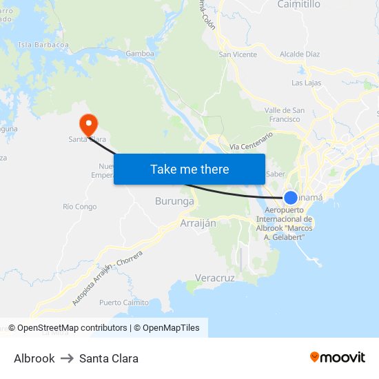 Albrook to Santa Clara map