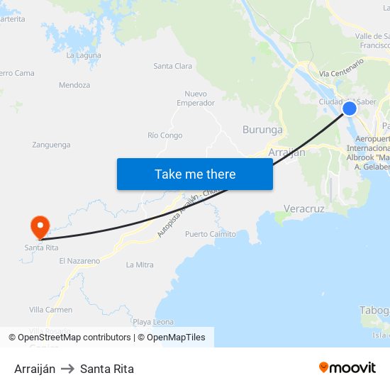 Arraiján to Santa Rita map