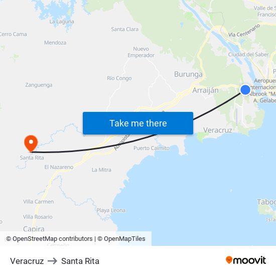 Veracruz to Santa Rita map