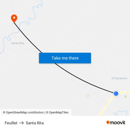 Feuillet to Santa Rita map