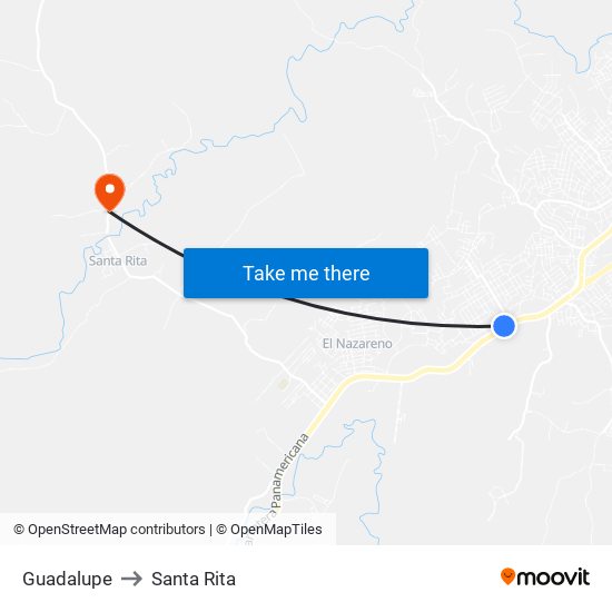 Guadalupe to Santa Rita map