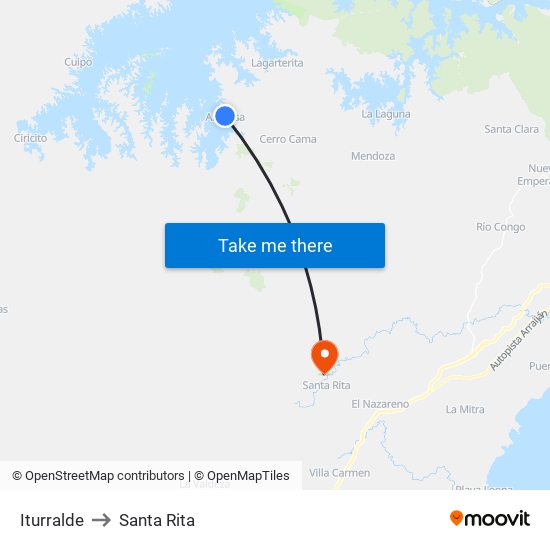 Iturralde to Santa Rita map