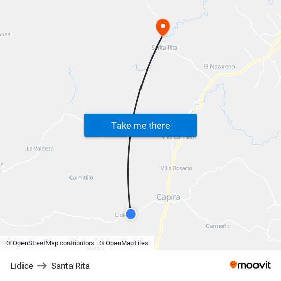 Lídice to Santa Rita map