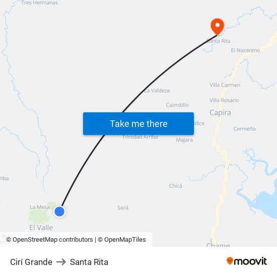 Cirí Grande to Santa Rita map