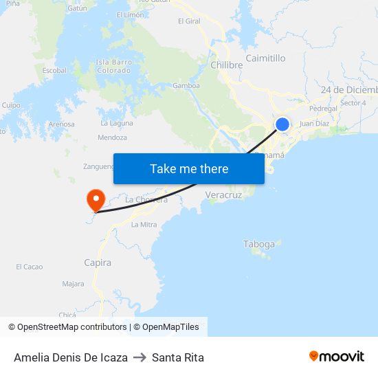 Amelia Denis De Icaza to Santa Rita map