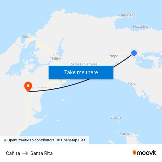 Cañita to Santa Rita map