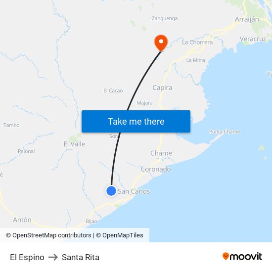 El Espino to Santa Rita map