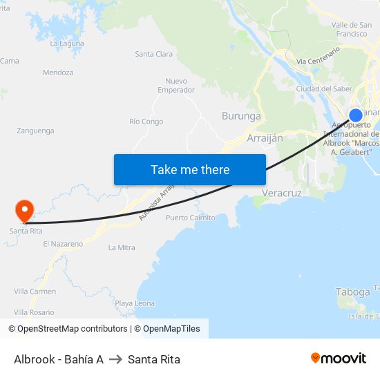 Albrook - Bahía A to Santa Rita map