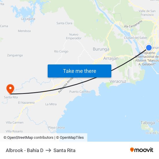 Albrook - Bahía D to Santa Rita map