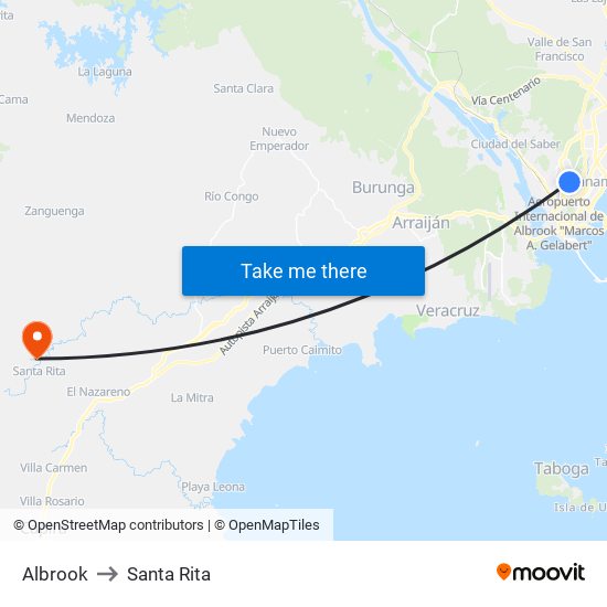 Albrook to Santa Rita map