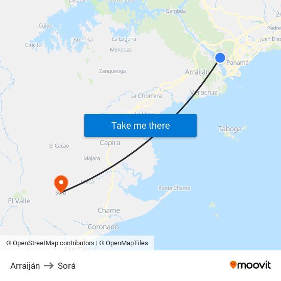 Arraiján to Sorá map