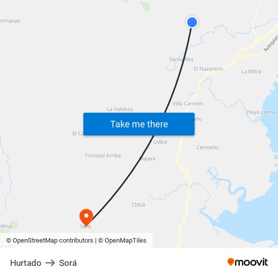 Hurtado to Sorá map