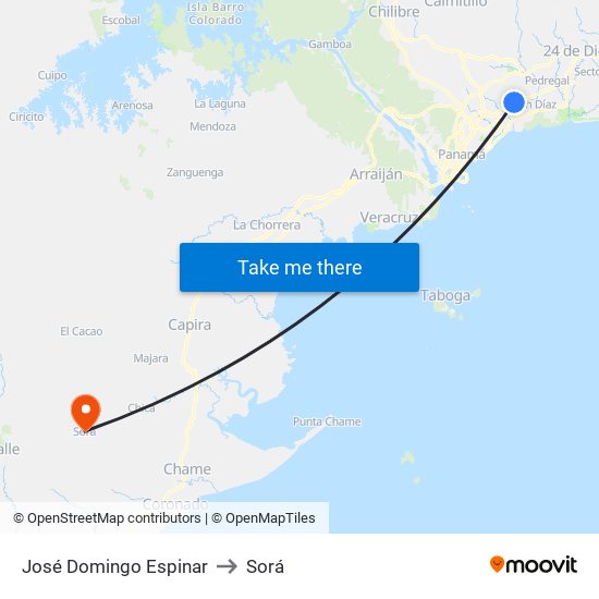 José Domingo Espinar to Sorá map