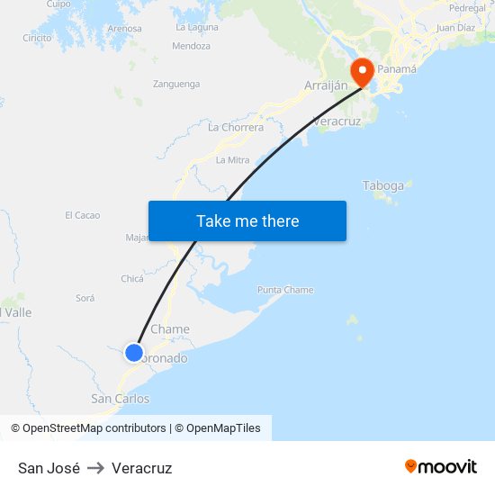 San José to Veracruz map