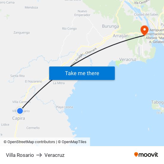Villa Rosario to Veracruz map