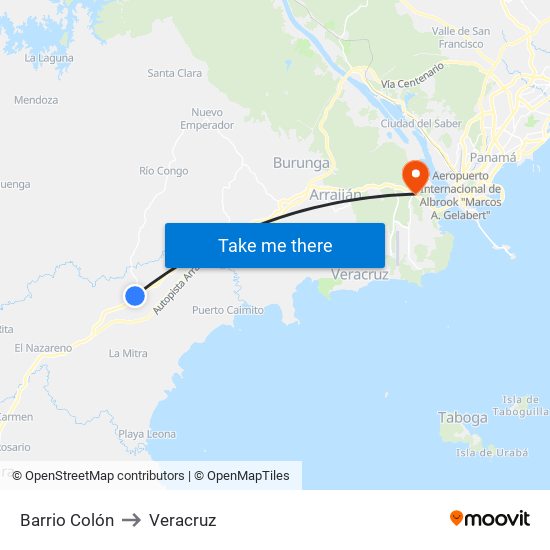 Barrio Colón to Veracruz map