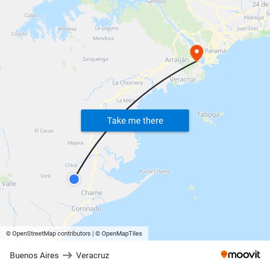 Buenos Aires to Veracruz map