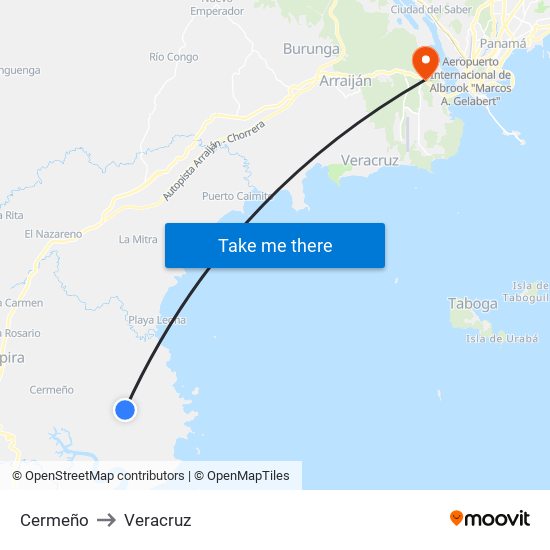 Cermeño to Veracruz map