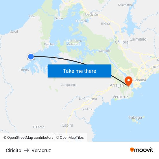 Ciricito to Veracruz map