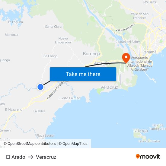 El Arado to Veracruz map