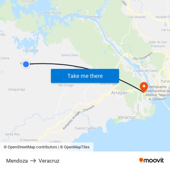 Mendoza to Veracruz map