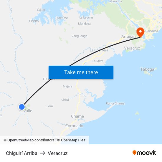 Chiguirí Arriba to Veracruz map