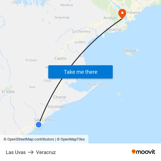 Las Uvas to Veracruz map