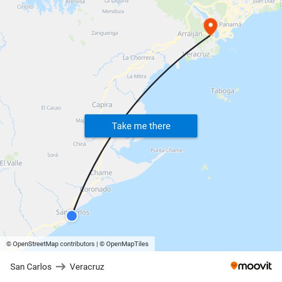 San Carlos to Veracruz map