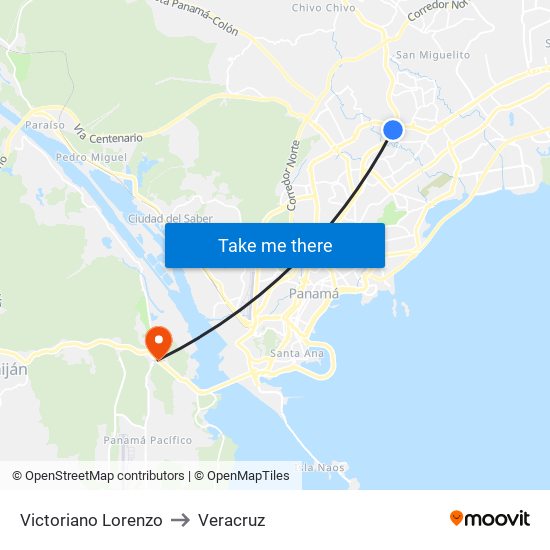 Victoriano Lorenzo to Veracruz map