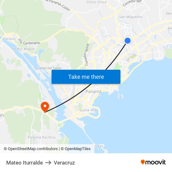 Mateo Iturralde to Veracruz map