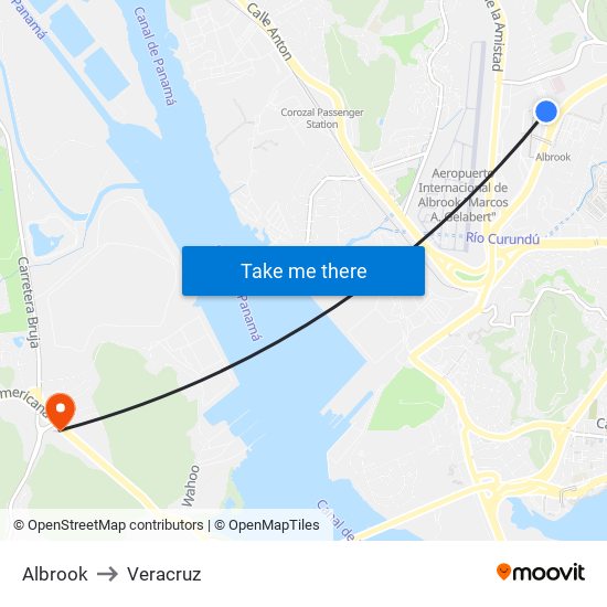 Albrook to Veracruz map