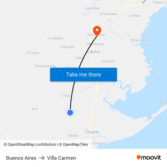 Buenos Aires to Villa Carmen map