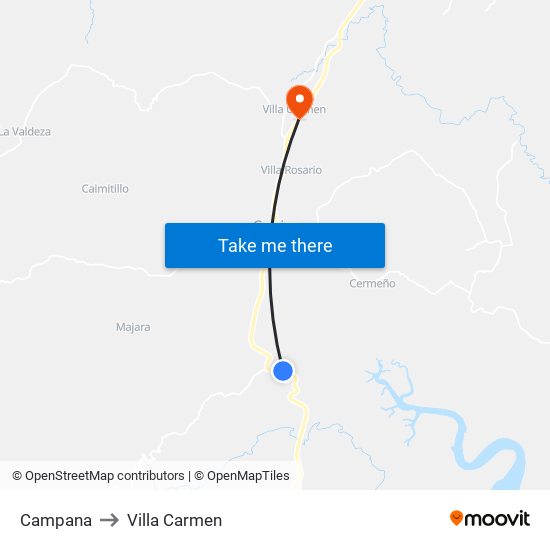 Campana to Villa Carmen map
