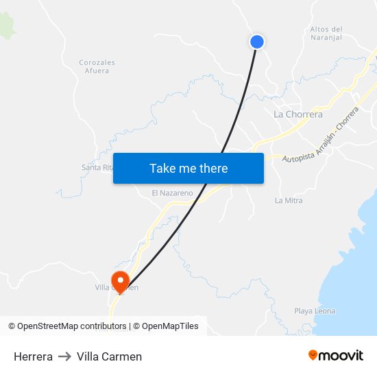 Herrera to Villa Carmen map