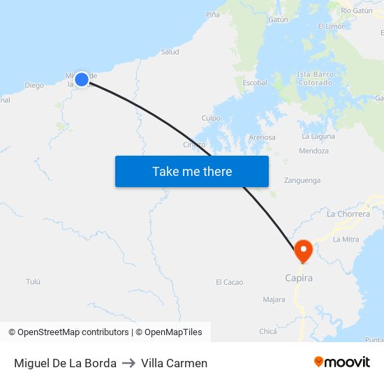 Miguel De La Borda to Villa Carmen map