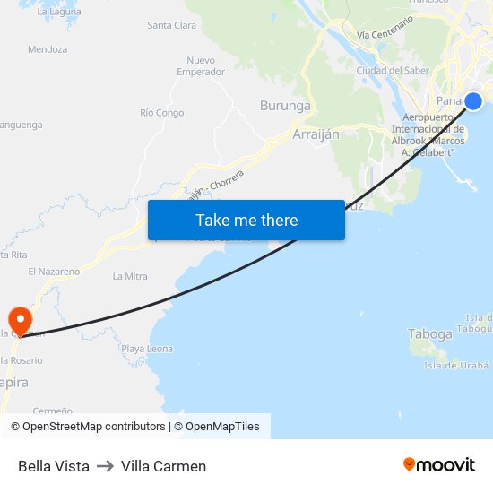 Bella Vista to Villa Carmen map