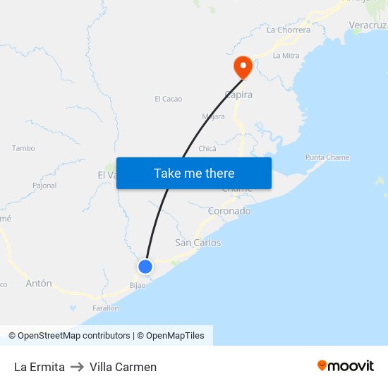 La Ermita to Villa Carmen map