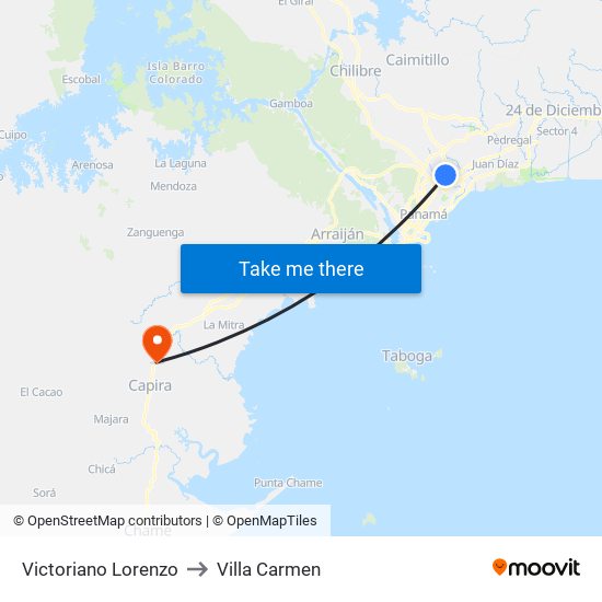 Victoriano Lorenzo to Villa Carmen map