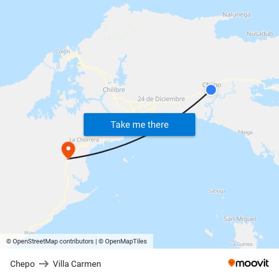 Chepo to Villa Carmen map