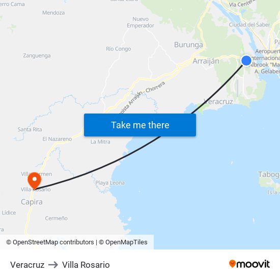 Veracruz to Villa Rosario map