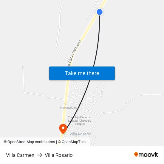 Villa Carmen to Villa Rosario map